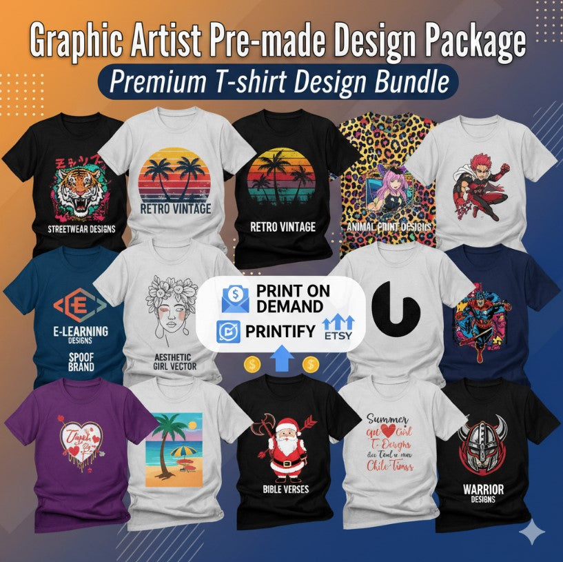 Premium T-Shirt Design Mega Bundle: 500+ Editable Templates for Print-on-Demand